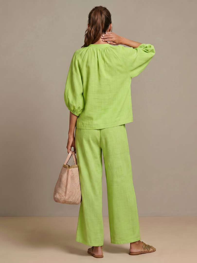 Natalia | Top with Zip and Wide Leg Pants