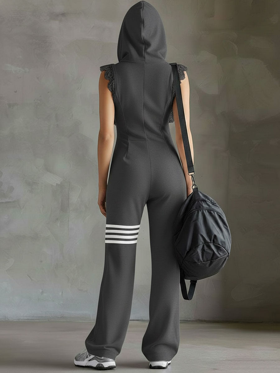Giada - Retro Overalls with Hood and Stripes