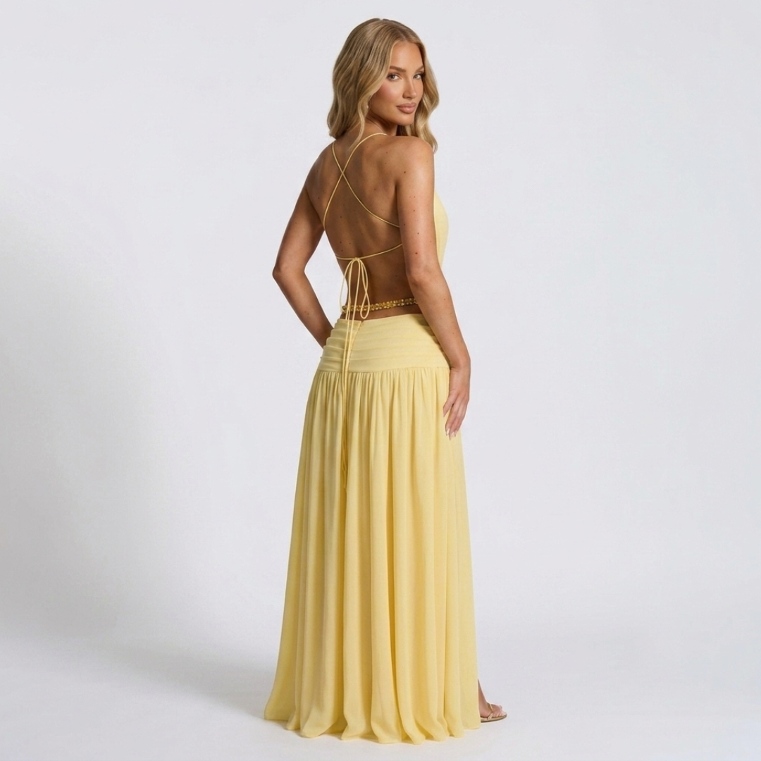Melina - Maxi Robe with Deep V-Neck