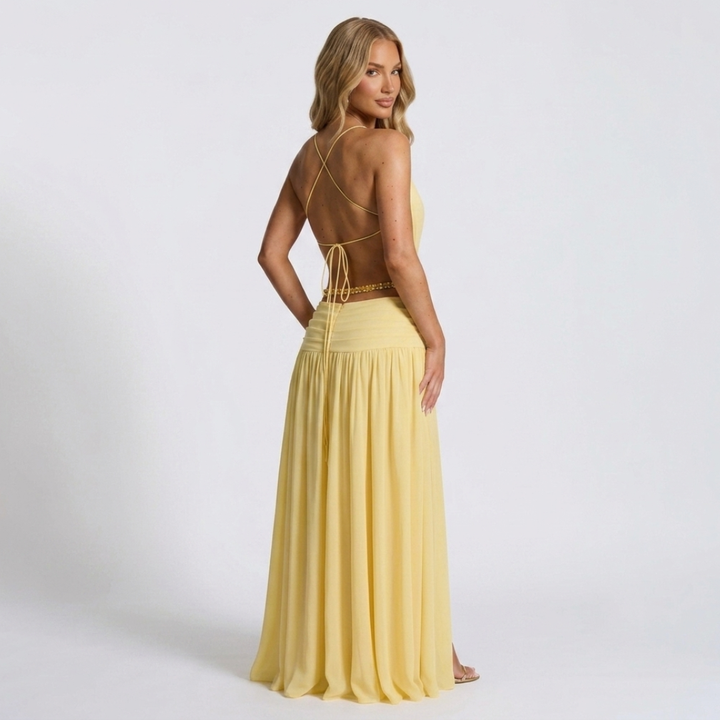 Melina - Maxi Robe with Deep V-Neck