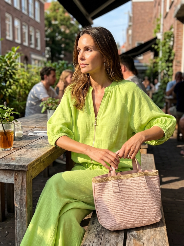 Natalia | Top with Zip and Wide Leg Pants