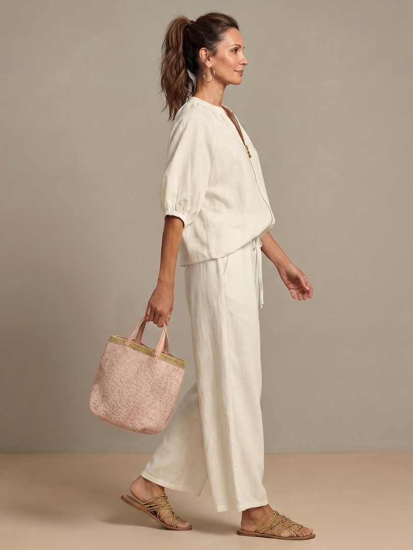 Natalia | Top with Zip and Wide Leg Pants