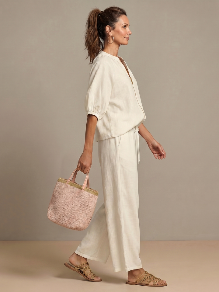 Natalia | Top with Zip and Wide Leg Pants