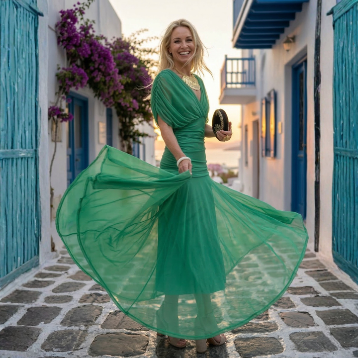 Xenia - Long Elegant Dress with V-Neck