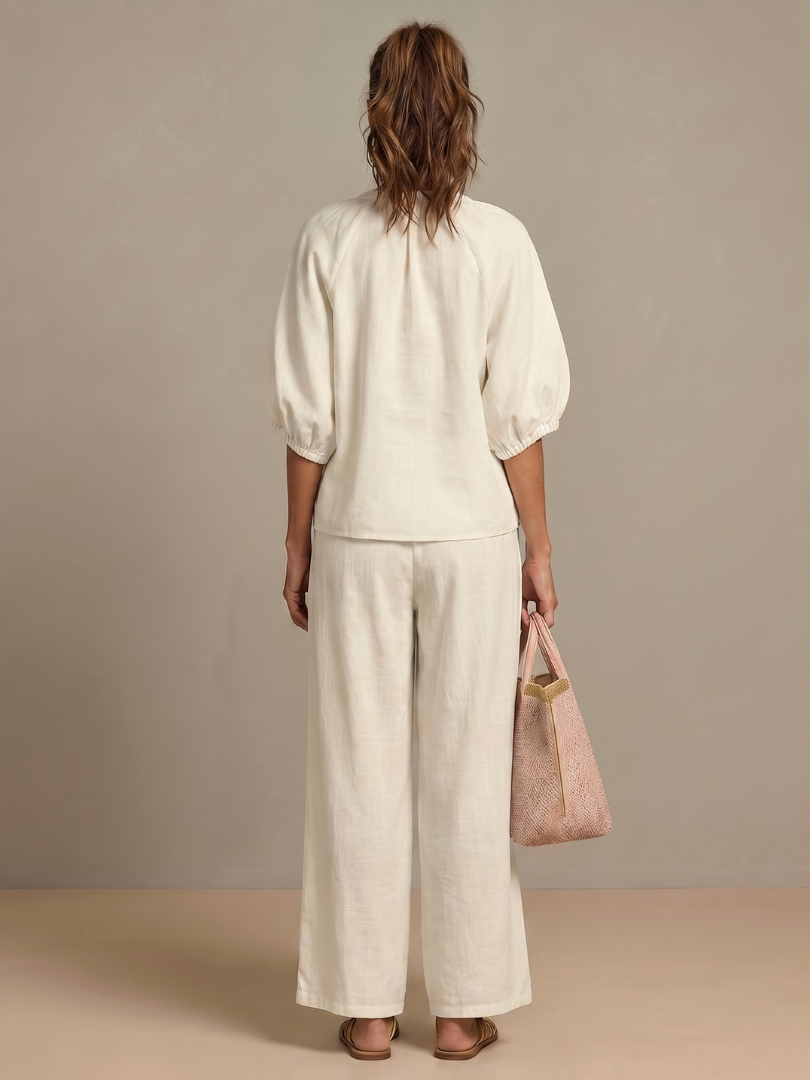 Natalia | Top with Zip and Wide Leg Pants