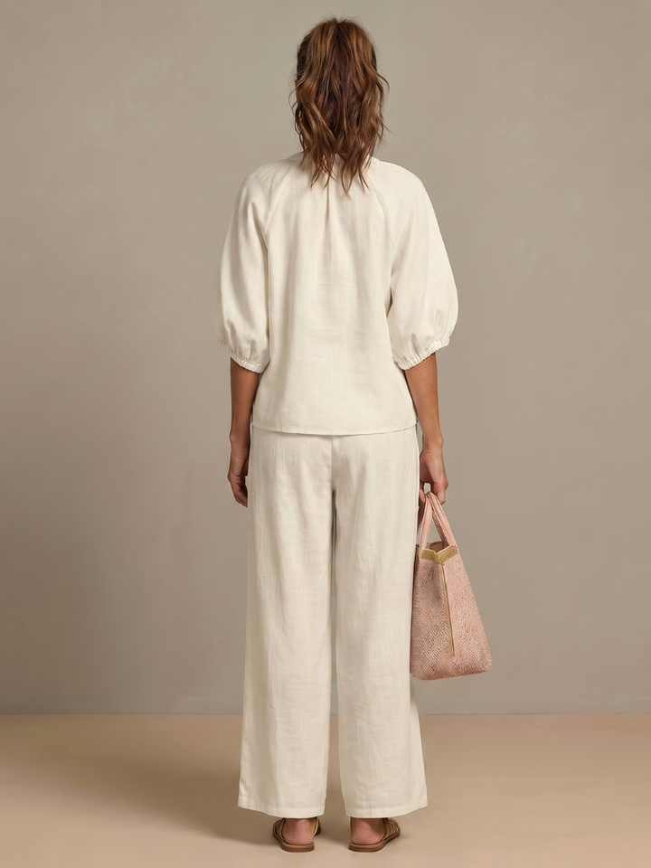 Natalia | Top with Zip and Wide Leg Pants