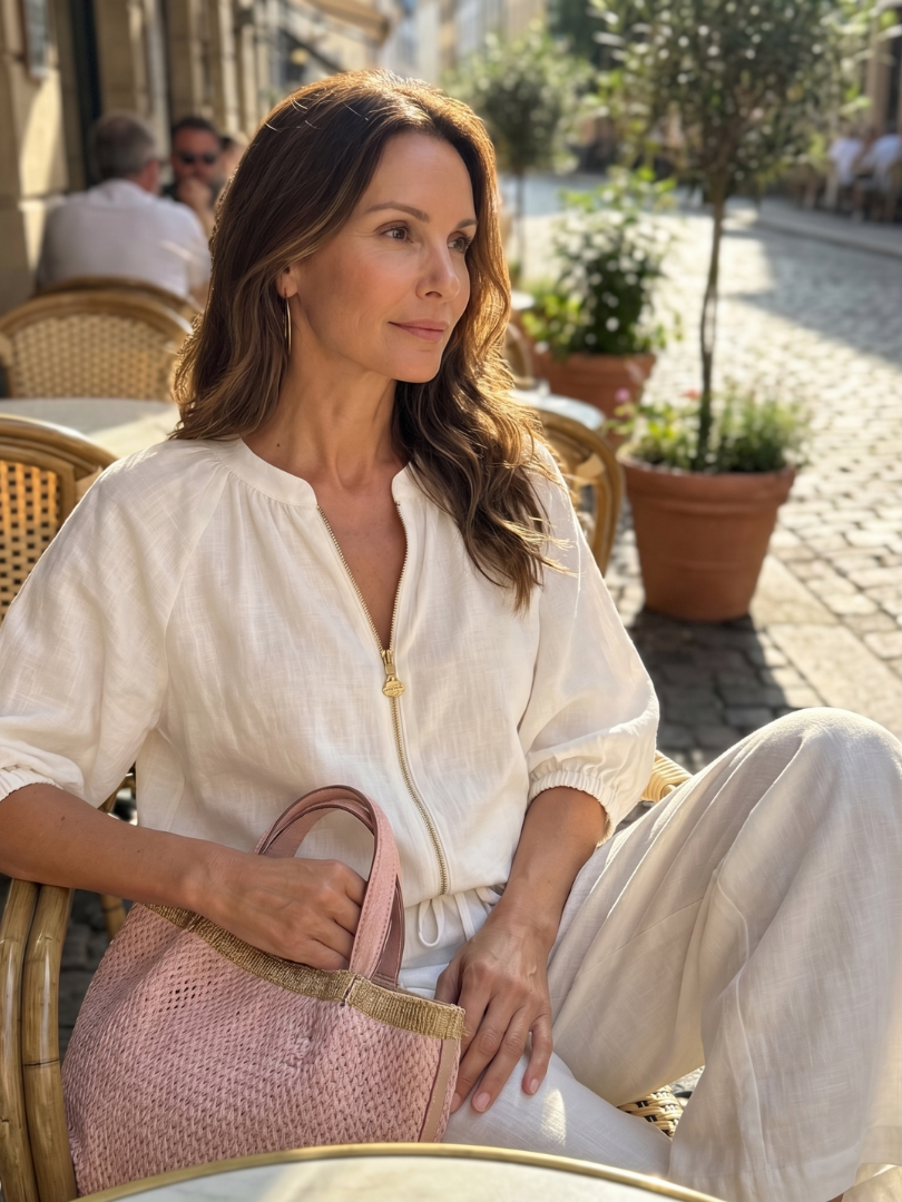 Natalia | Top with Zip and Wide Leg Pants