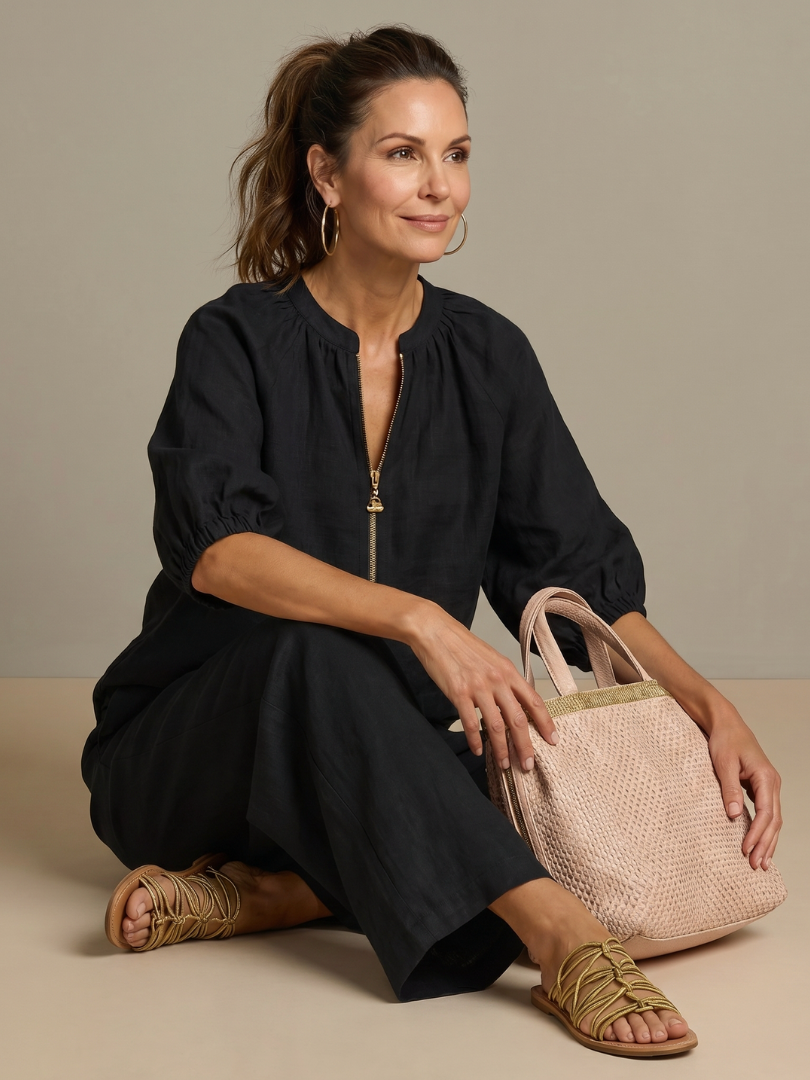 Natalia | Top with Zip and Wide Leg Pants