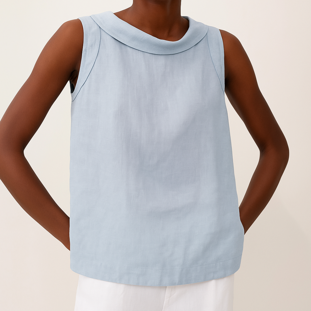 Piper | Sleeveless Roll Collar Top