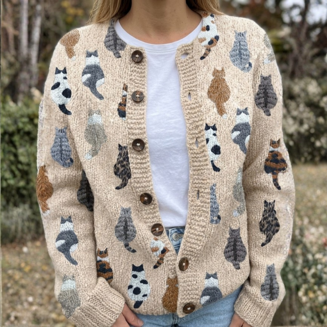Wanda | Cat Print Cardigan