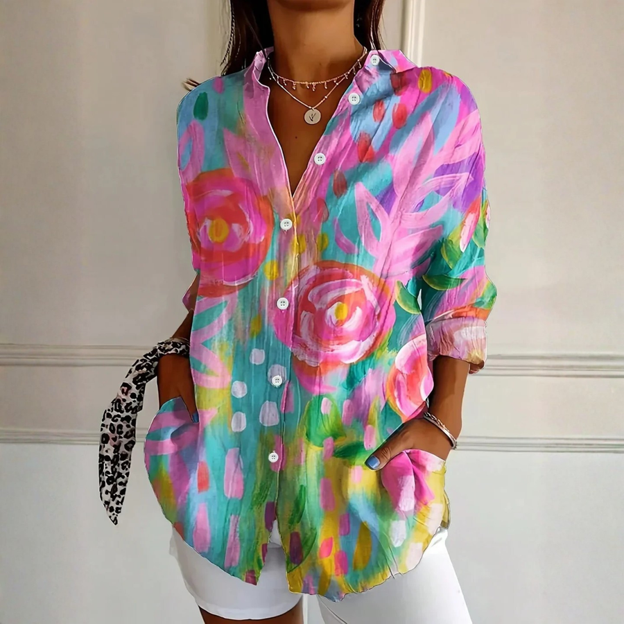 Audrey | Colorful Blouse with Playful Print
