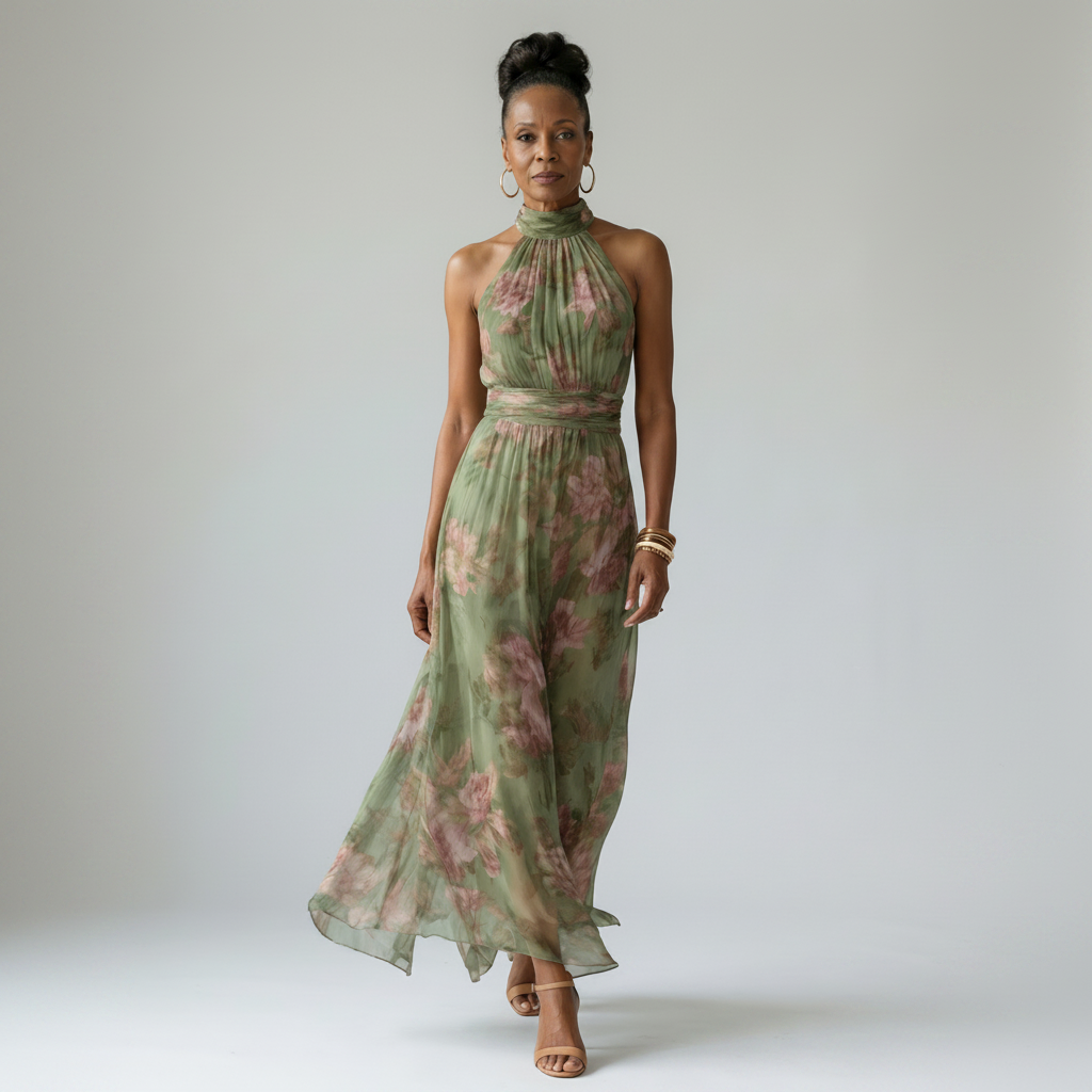 Serena | Gathered Halter Midi Dress