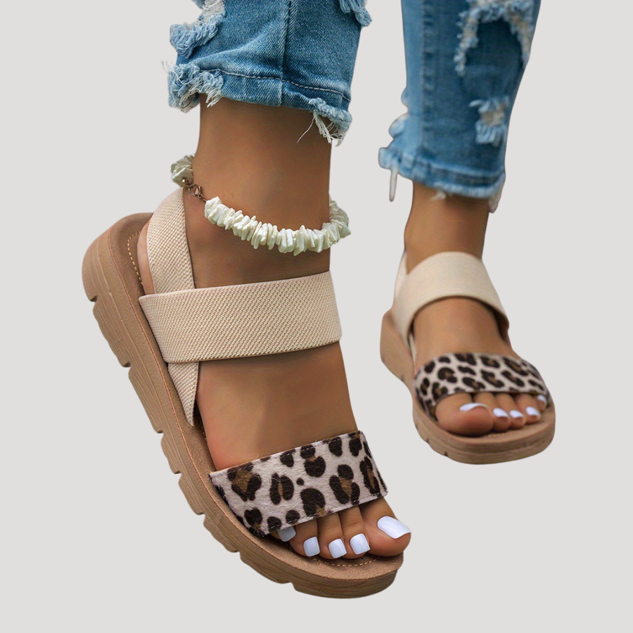 Elsie | Leopard Cross-Strap Sandals