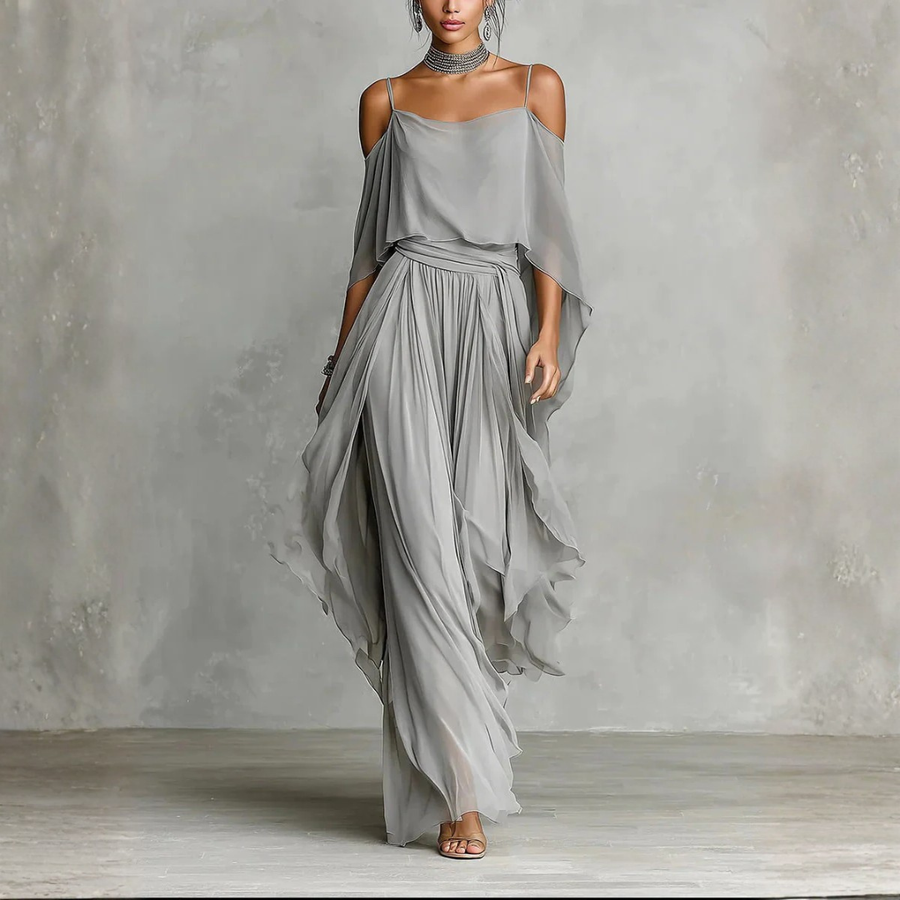 Tamara | Off-Shoulder Chiffon Two-Piece Set