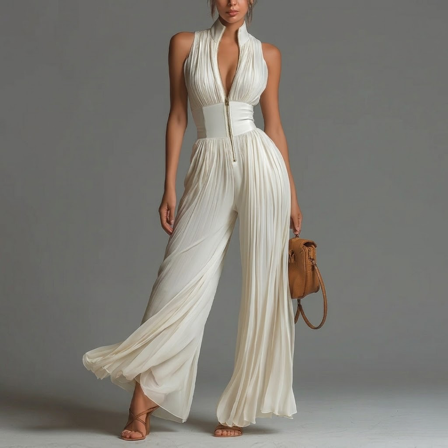 Julie |  White Pleated Chiffon