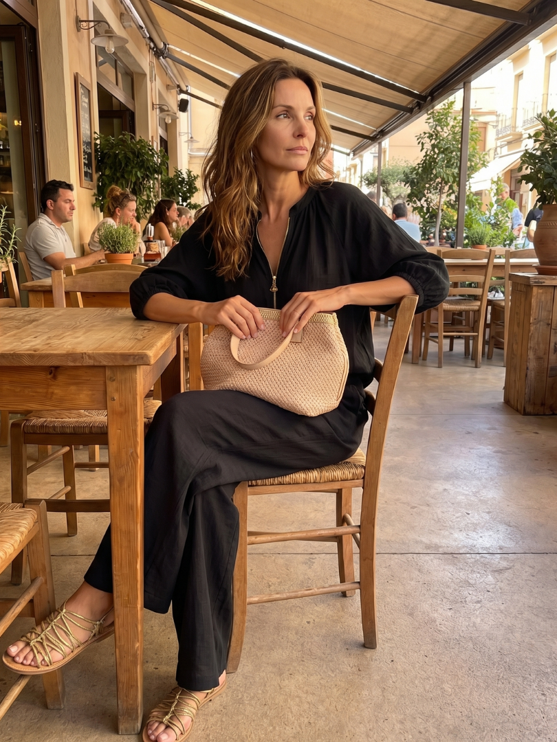 Natalia | Top with Zip and Wide Leg Pants