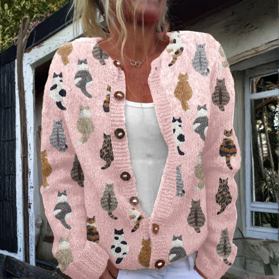 Wanda | Cat Print Cardigan