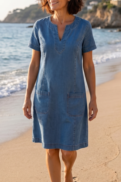 Julia | Soft Denim Dress with Pockets