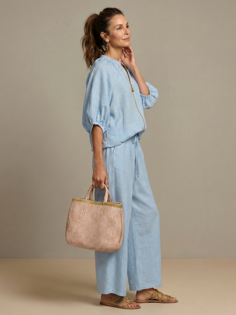 Natalia | Top with Zip and Wide Leg Pants