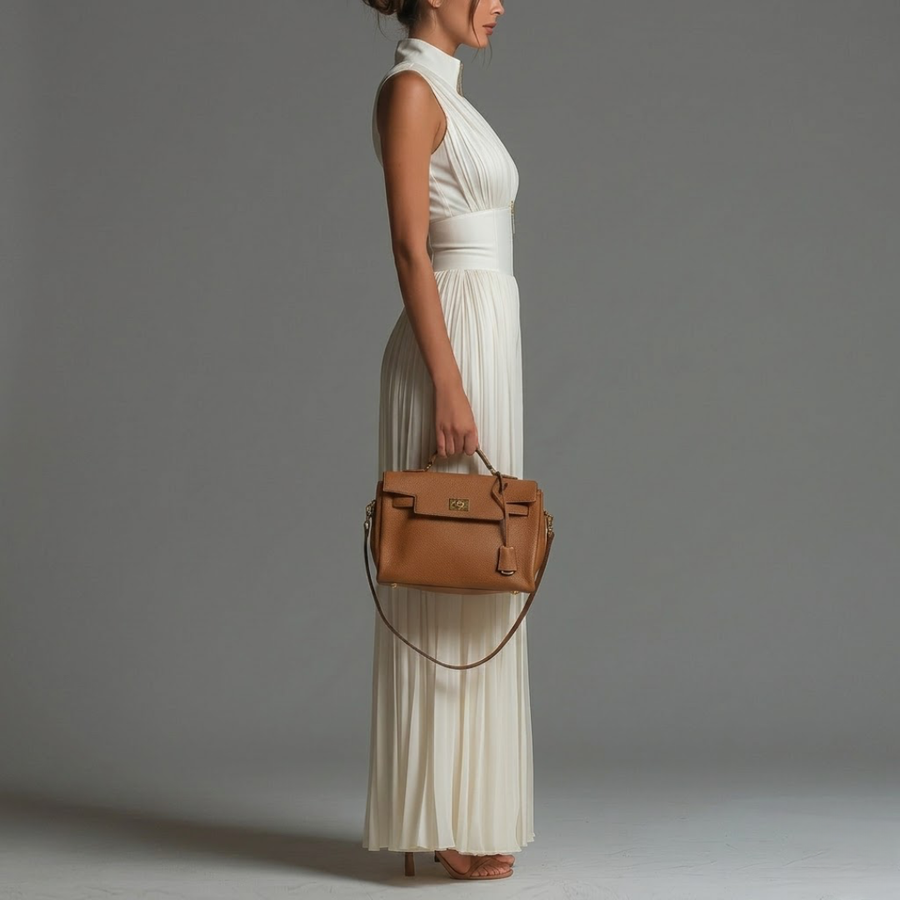 Julie |  White Pleated Chiffon