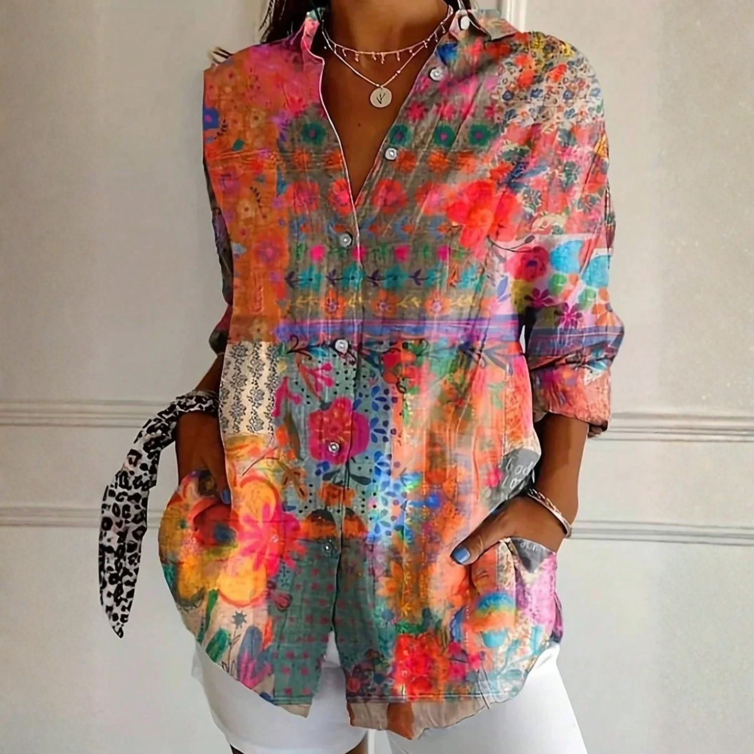 Audrey | Colorful Blouse with Playful Print