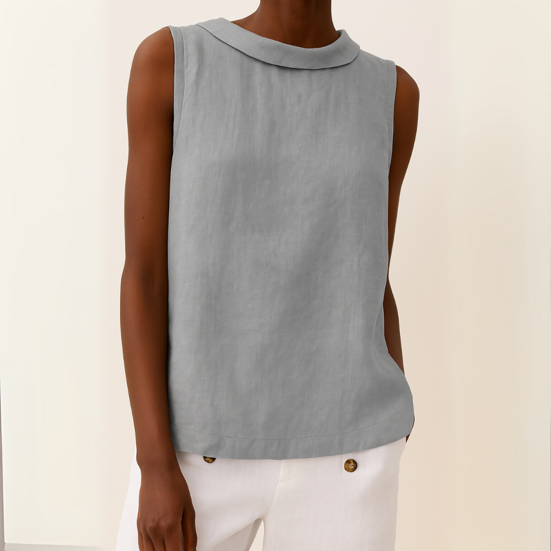 Piper | Sleeveless Roll Collar Top
