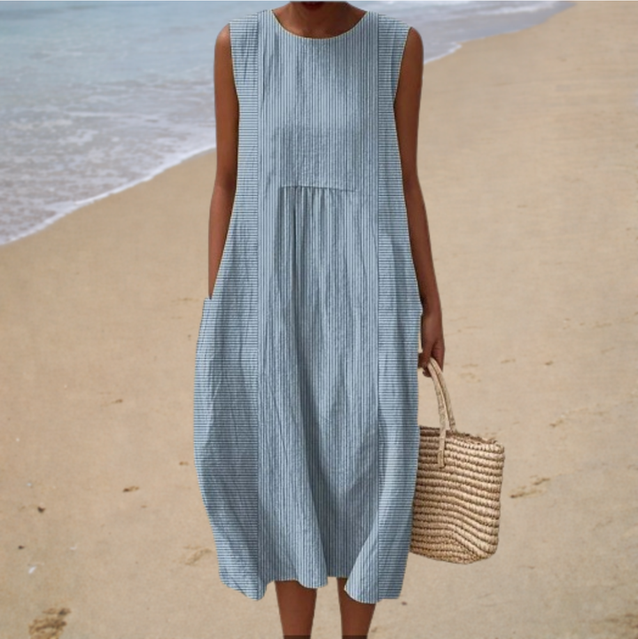 Halina | Dress with Delicate Stripes