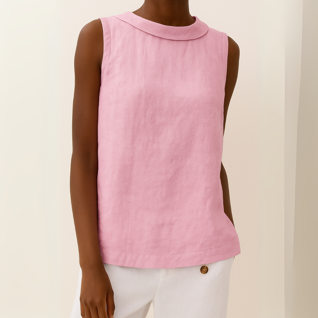 Piper | Sleeveless Roll Collar Top