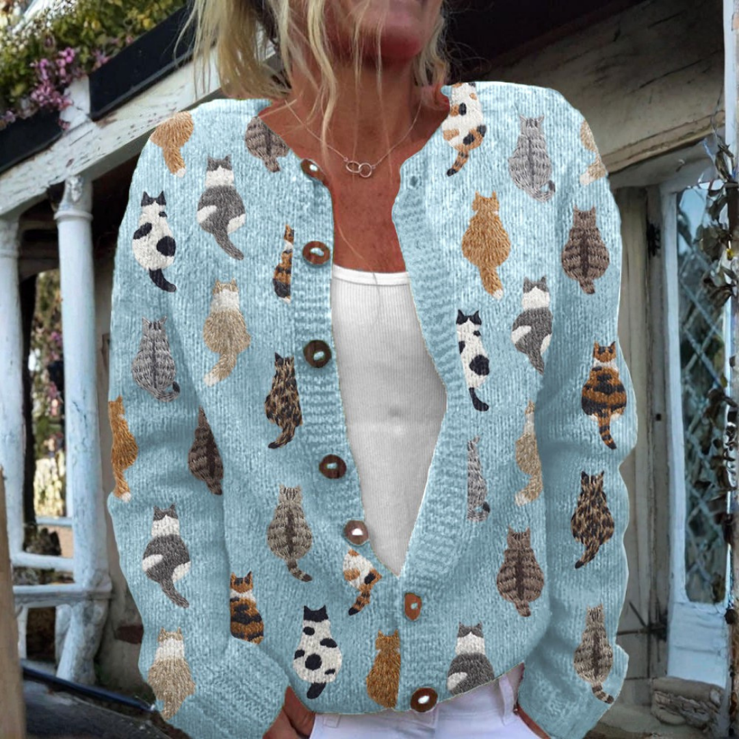 Wanda | Cat Print Cardigan