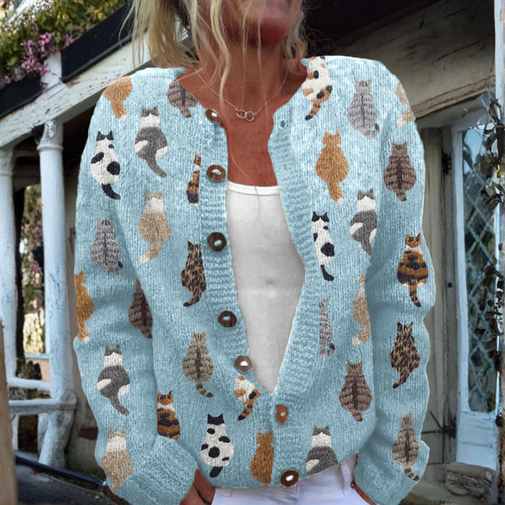 Wanda | Cat Print Cardigan