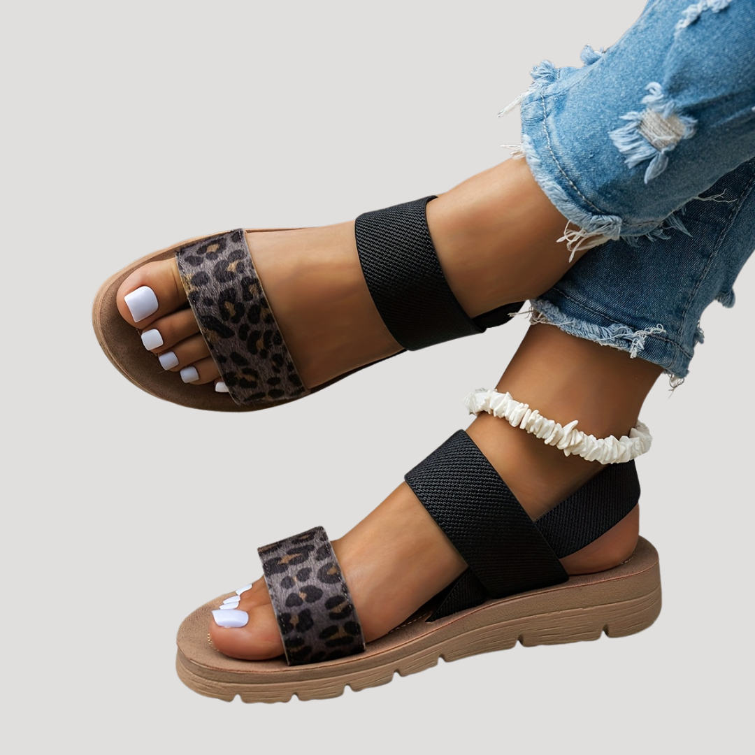 Elsie | Leopard Cross-Strap Sandals