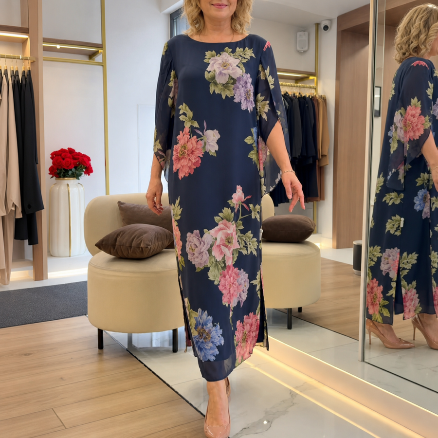 Lori | Floral Print Maxi Dress Lightweight Chiffon Comfort