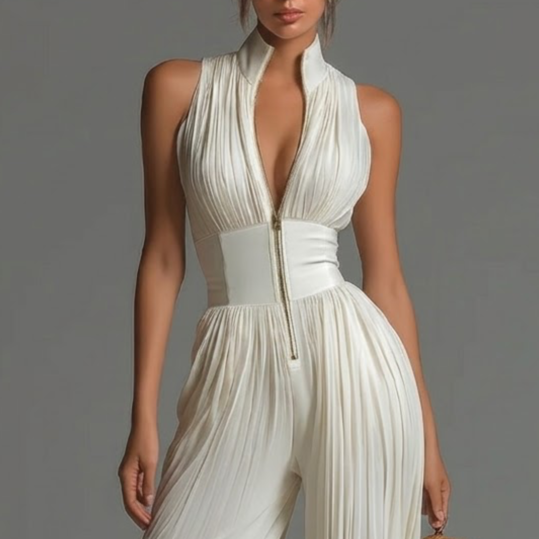 Julie |  White Pleated Chiffon