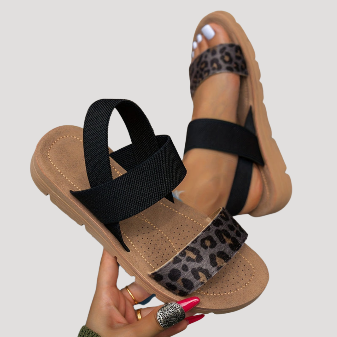 Elsie | Leopard Cross-Strap Sandals