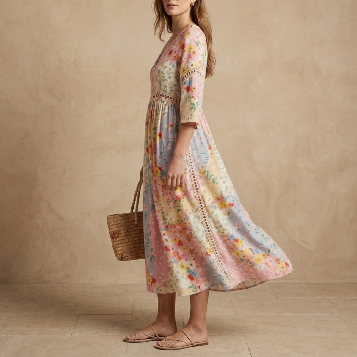 Leah | Floral Patchwork Dress