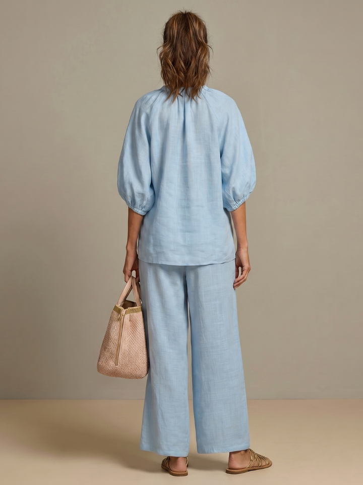 Natalia | Top with Zip and Wide Leg Pants