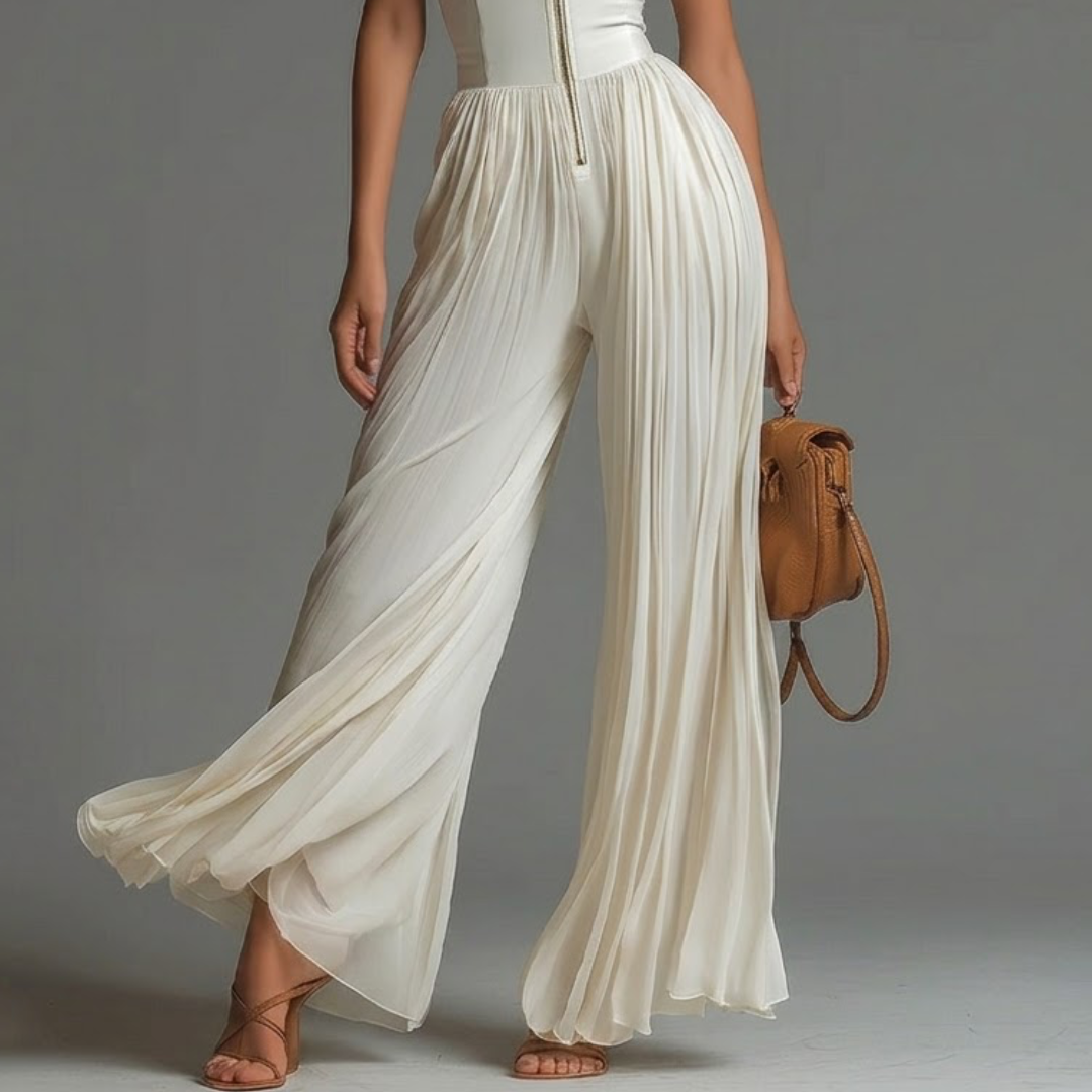 Julie |  White Pleated Chiffon