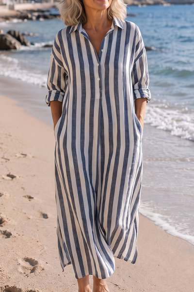 Paulina | Long Striped Shirt Dress