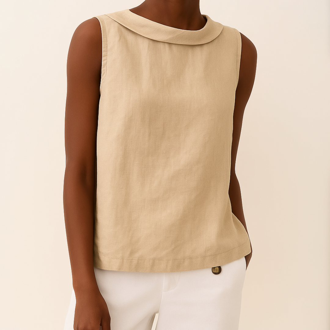 Piper | Sleeveless Roll Collar Top
