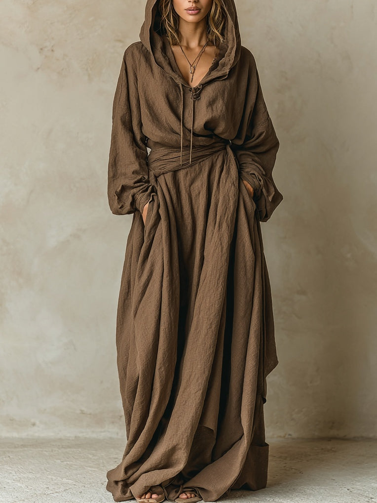Aria | Flowing Hooded Maxi Dress