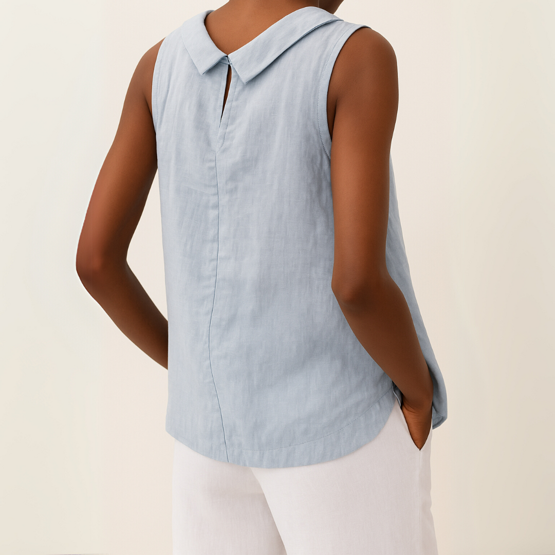 Piper | Sleeveless Roll Collar Top