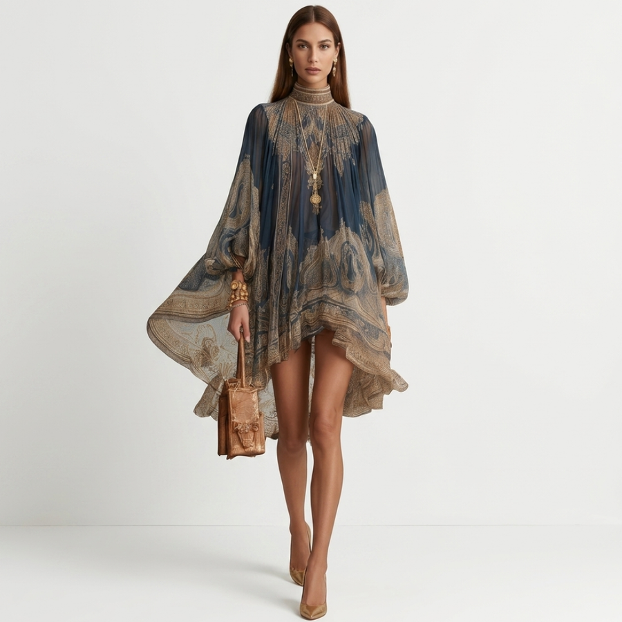 Gaia – Short Dress with Asymmetrical Neckline