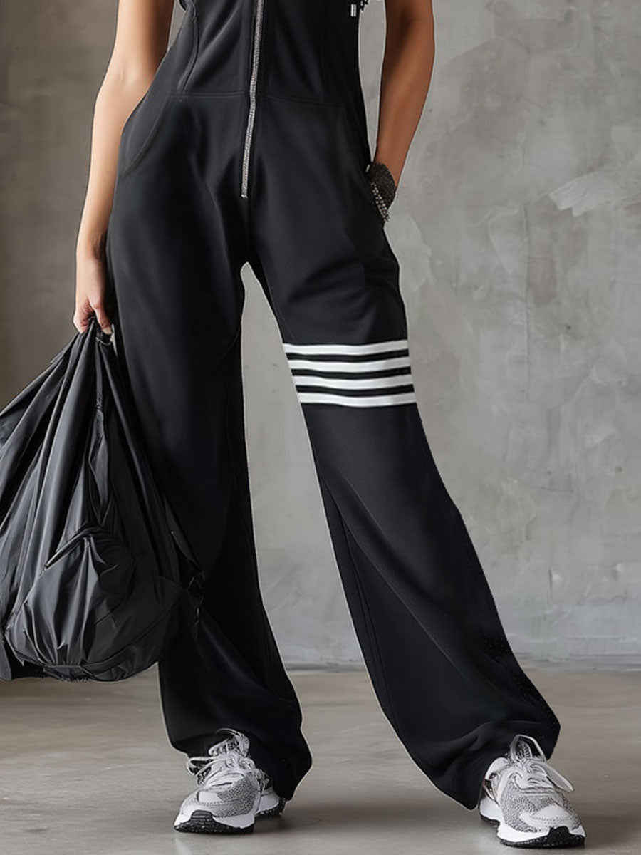 Giada - Retro Overalls with Hood and Stripes