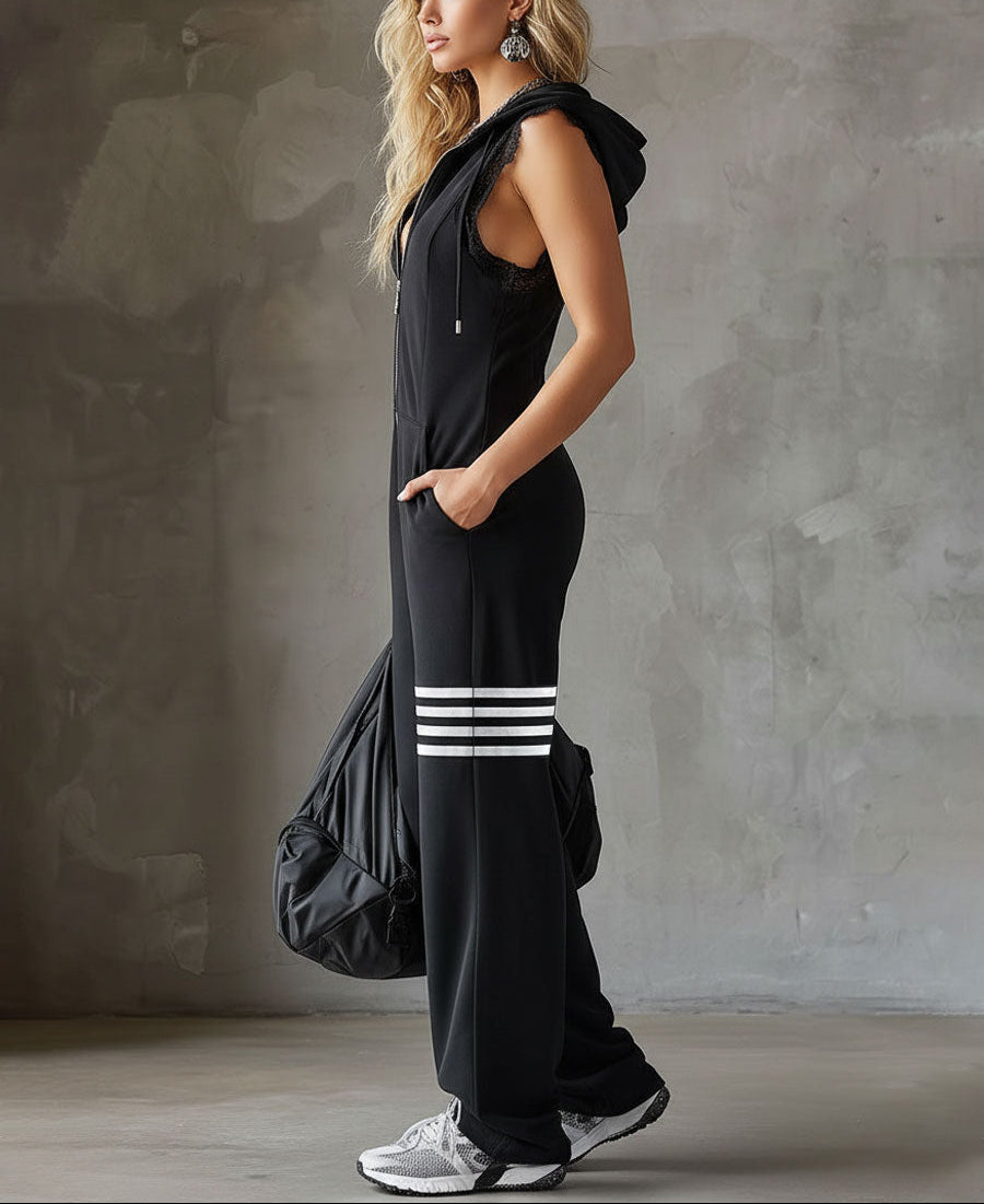 Giada - Retro Overalls with Hood and Stripes