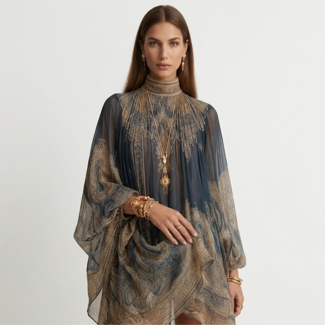 Gaia – Short Dress with Asymmetrical Neckline