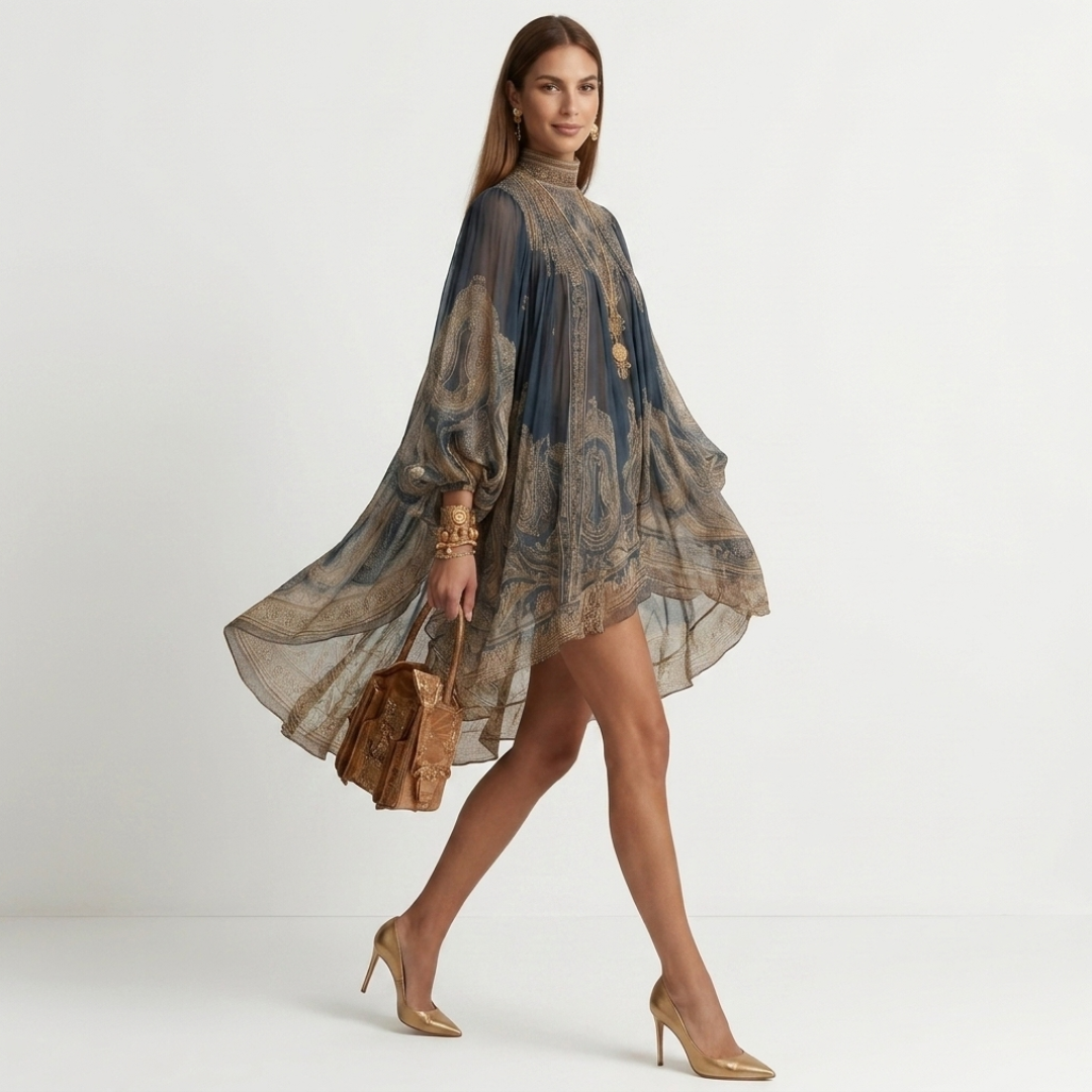 Gaia – Short Dress with Asymmetrical Neckline