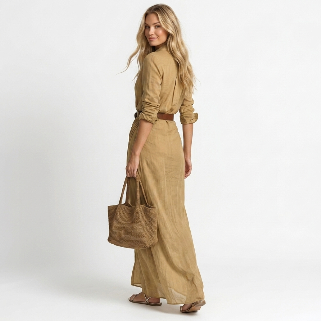 Cristal - Long Dress with Low Neckline