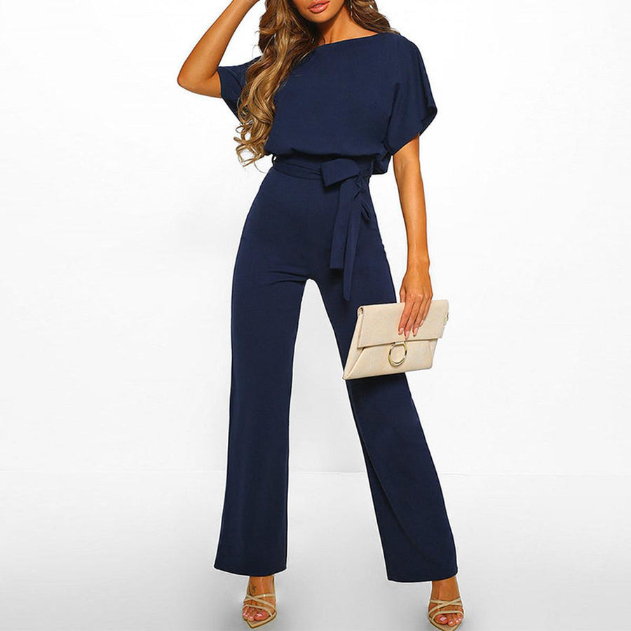 Alice | Short Sleeve Jumpsuit with Belt