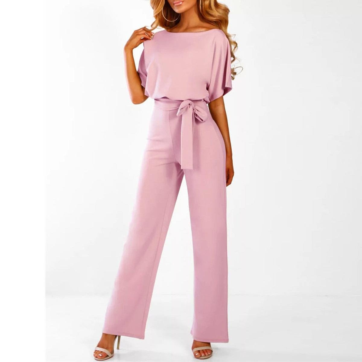 Alice | Short Sleeve Jumpsuit with Belt