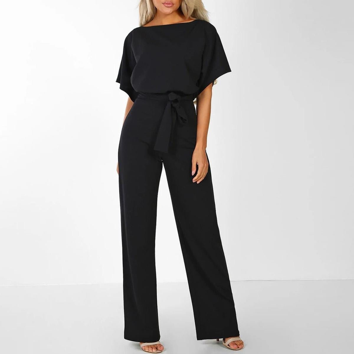 Alice | Short Sleeve Jumpsuit with Belt